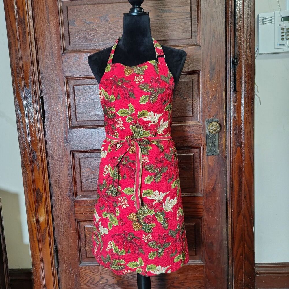 Quilted Grannycore Reversible Christmas 100% Cotton Apron/T511